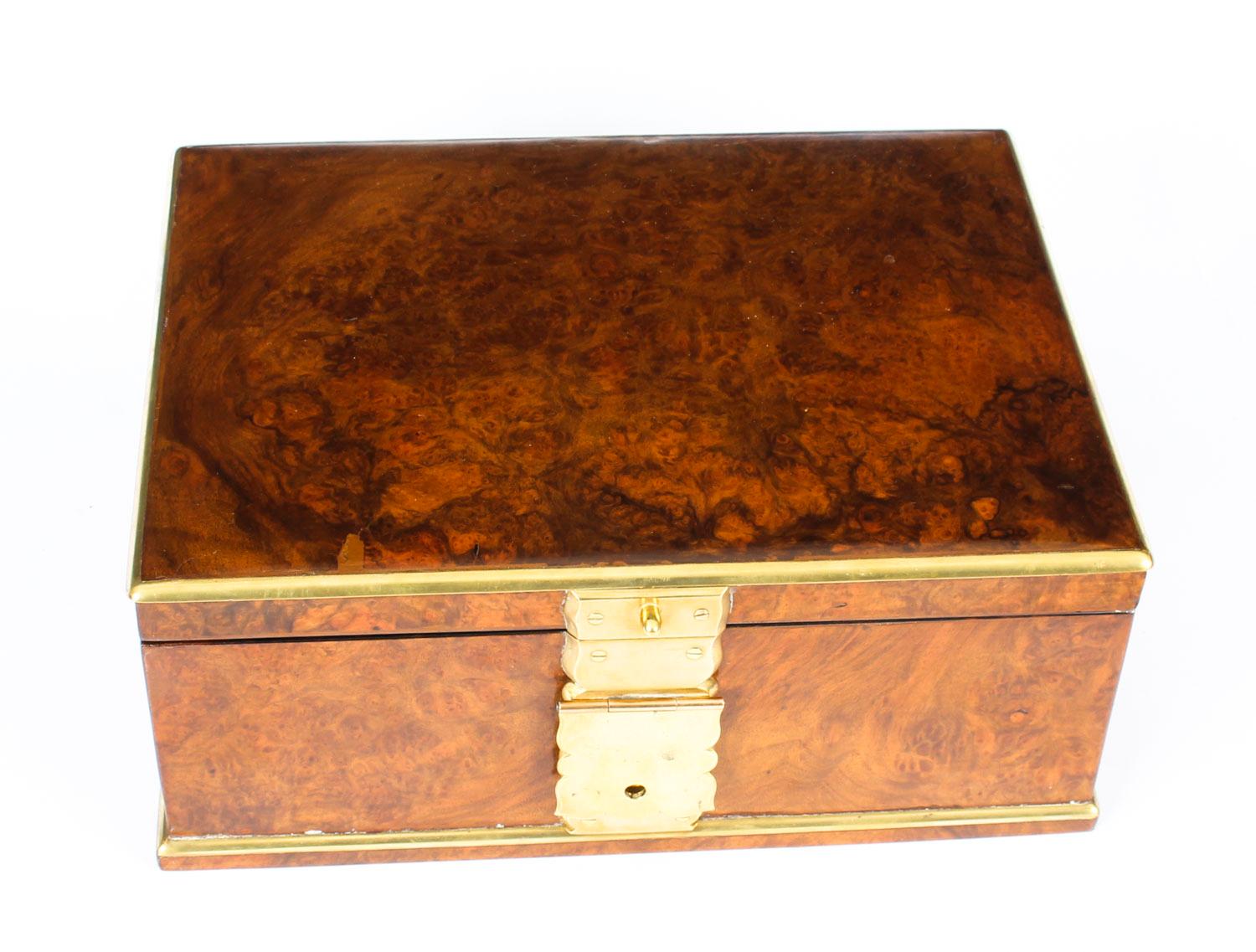 Antique Victorian Aspreys Burr Walnut Casket Jewelry Box, 19th Century 12