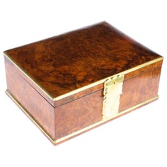 Antique Victorian Aspreys Burr Walnut Casket Jewelry Box, 19th Century