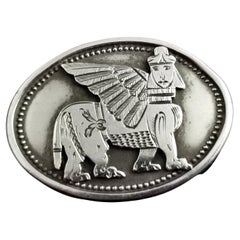 Antique Victorian Assyrian revival locket brooch, Lamassu