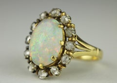 Antique Victorian Australian Opal and Diamond Cocktail Ring