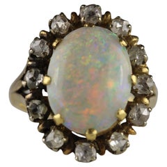 Antique Victorian Australian Opal and Diamond Cocktail Ring