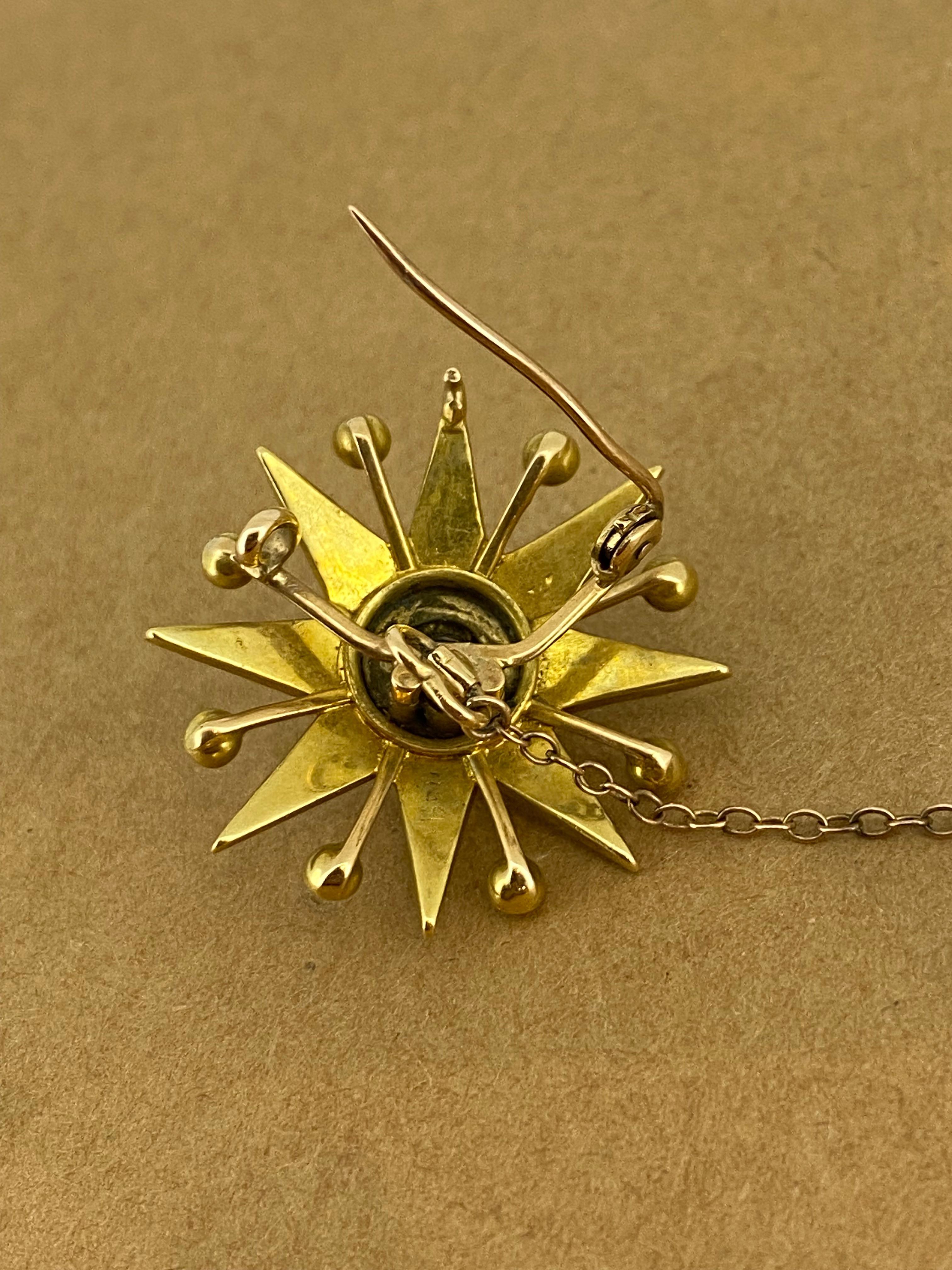 Round Cut Antique (Victorian) Australian Starburst Seed Pearl (x 49) 30mm Brooch/Pendant For Sale