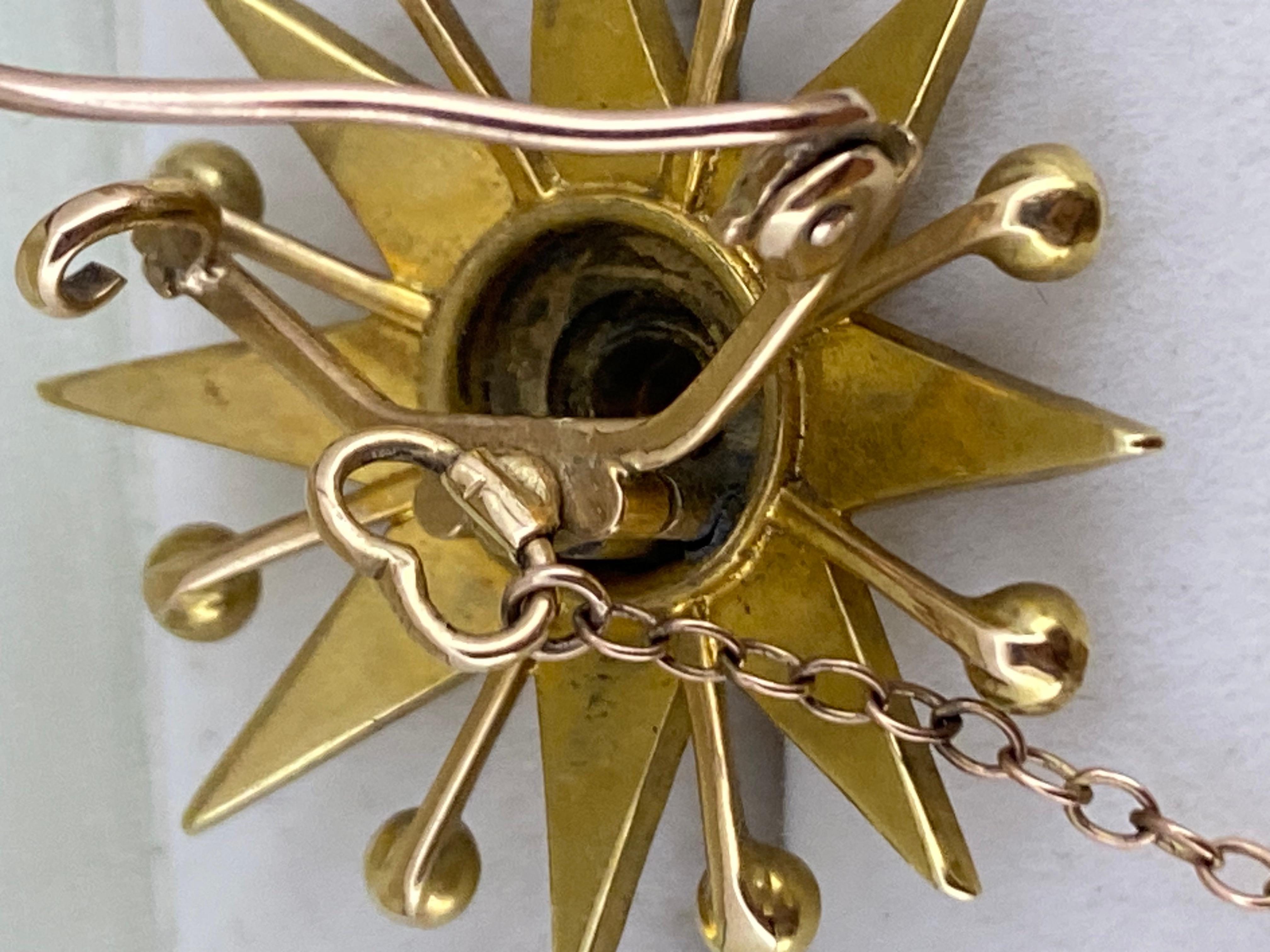 Antique (Victorian) Australian Starburst Seed Pearl (x 49) 30mm Brooch/Pendant For Sale 1