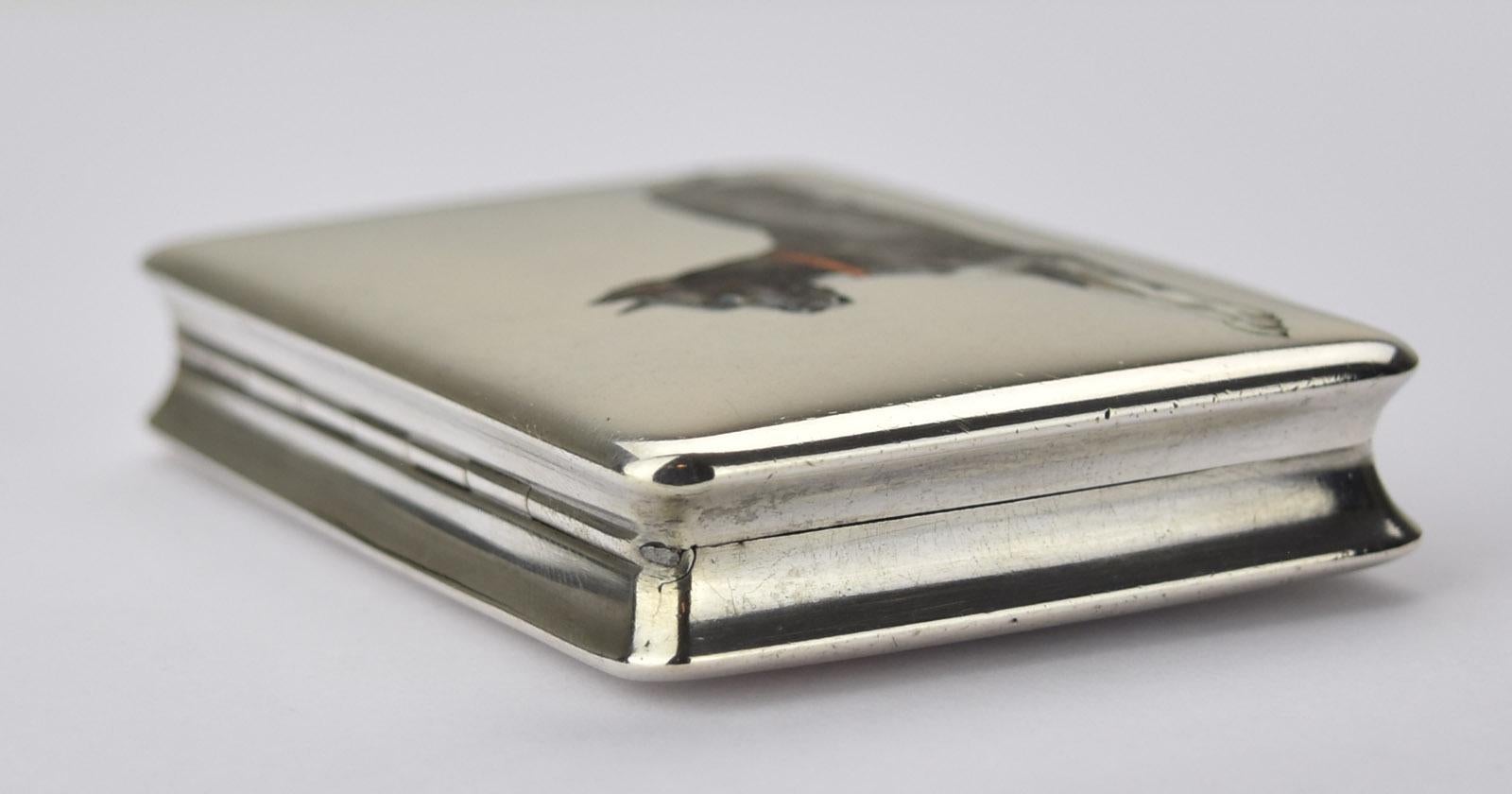 Antike viktorianische österreichische 0,800 Silber & Emaille Schnupftabak Pill Box Mastiff Dane Hund (Frühes 20. Jahrhundert) im Angebot