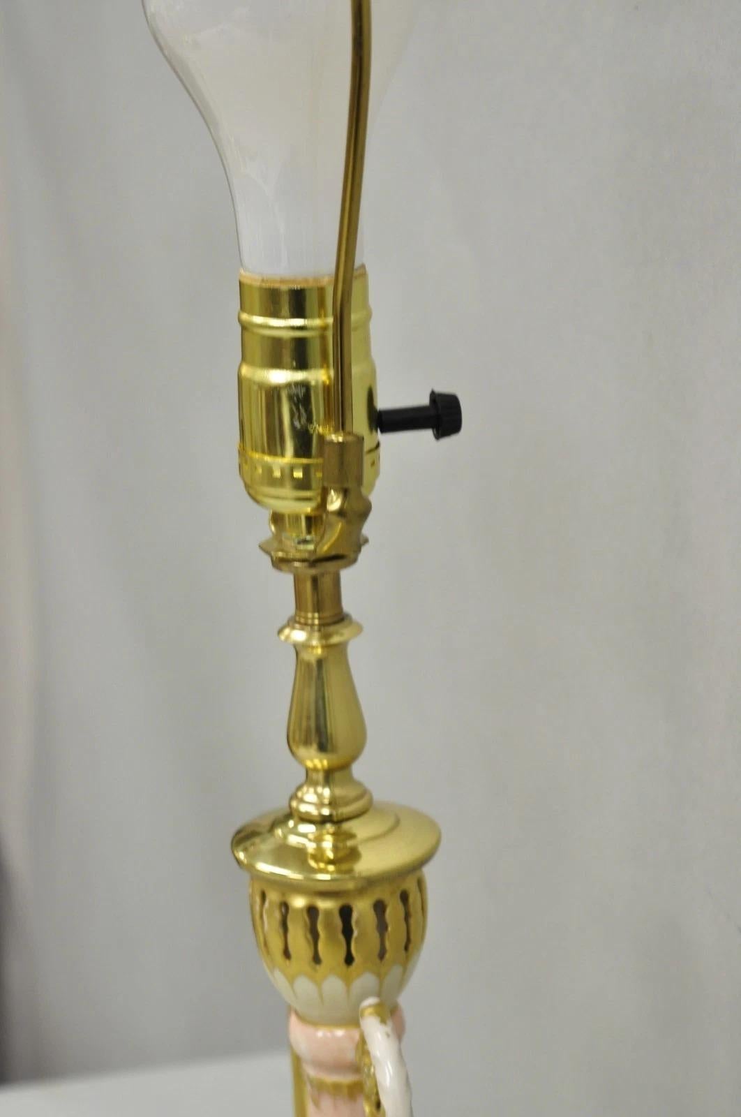 Antique Victorian Austrian Porcelain Pink Gold Gilt Small Boudoir Table Lamp For Sale 3