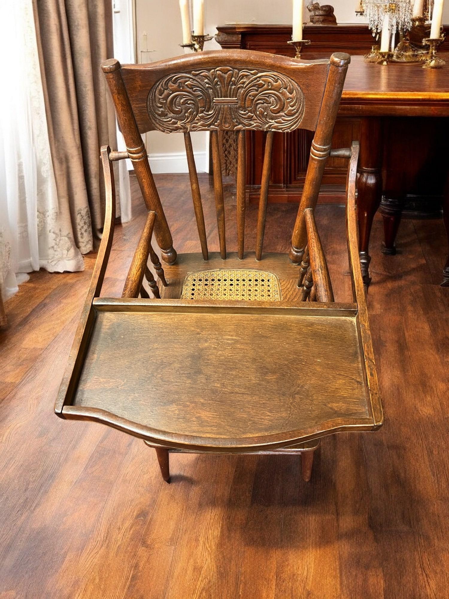 Wood Antique Victorian Baby High Chair For Sale