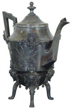 Ancienne théière victorienne Bailey Brainard Silver Plate Figural Footed Tea Coffee Pot