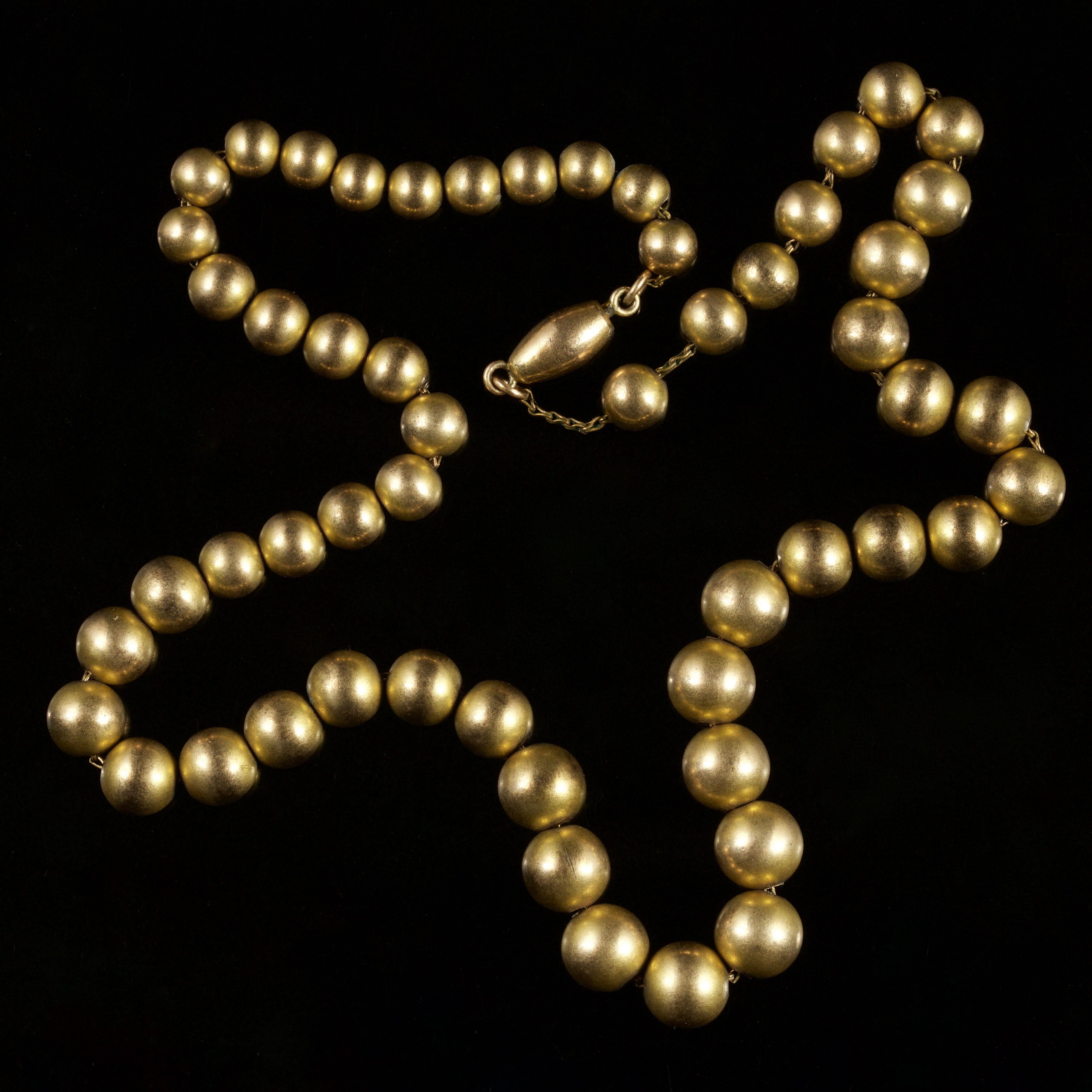 Antique Victorian Ball Necklace Gold Gilt Balls, circa 1880 In Excellent Condition In Lancaster, Lancashire