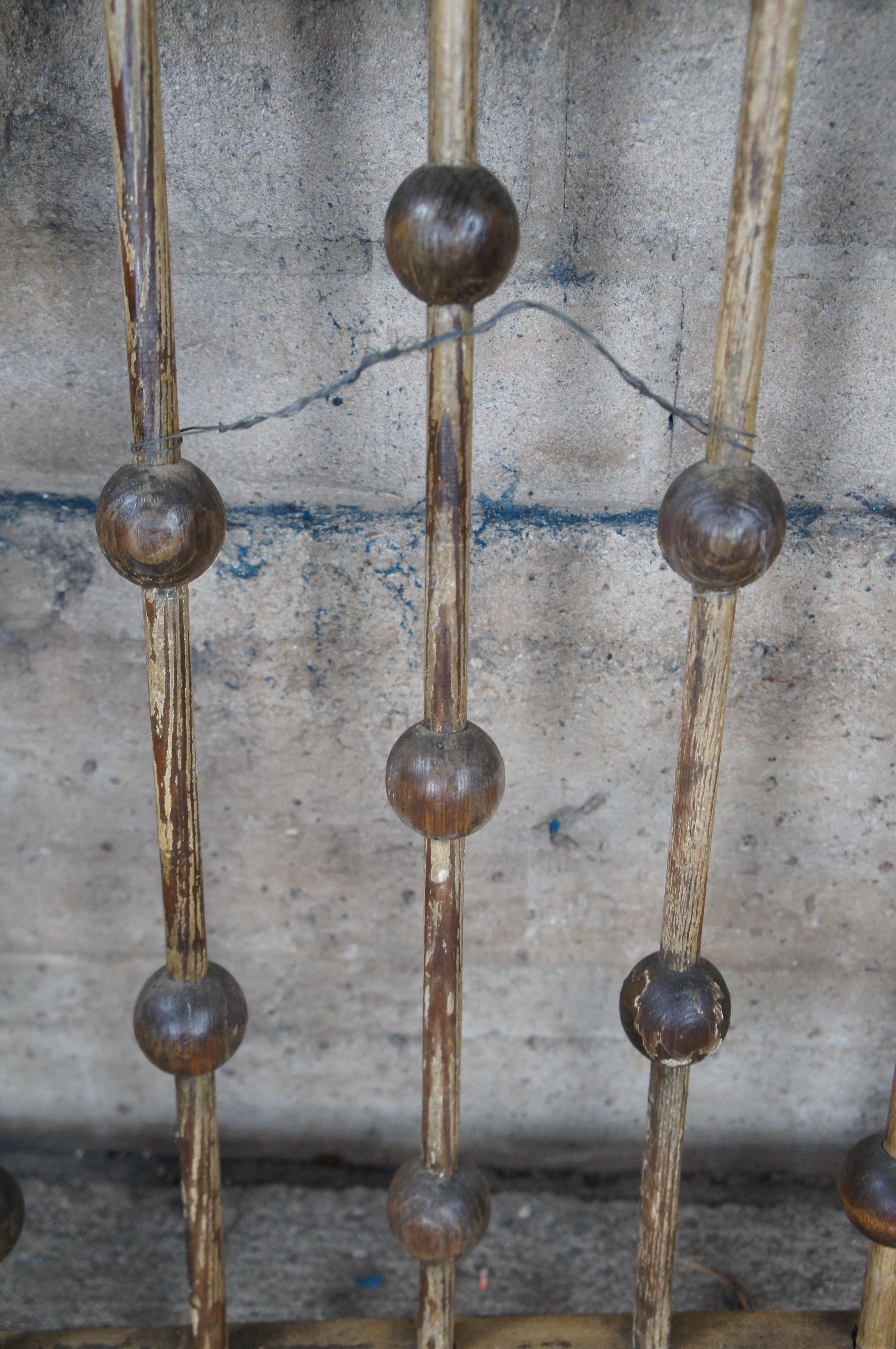 Antica porta di recinzione vittoriana Ball and Stick Oak di recupero architettonico 32