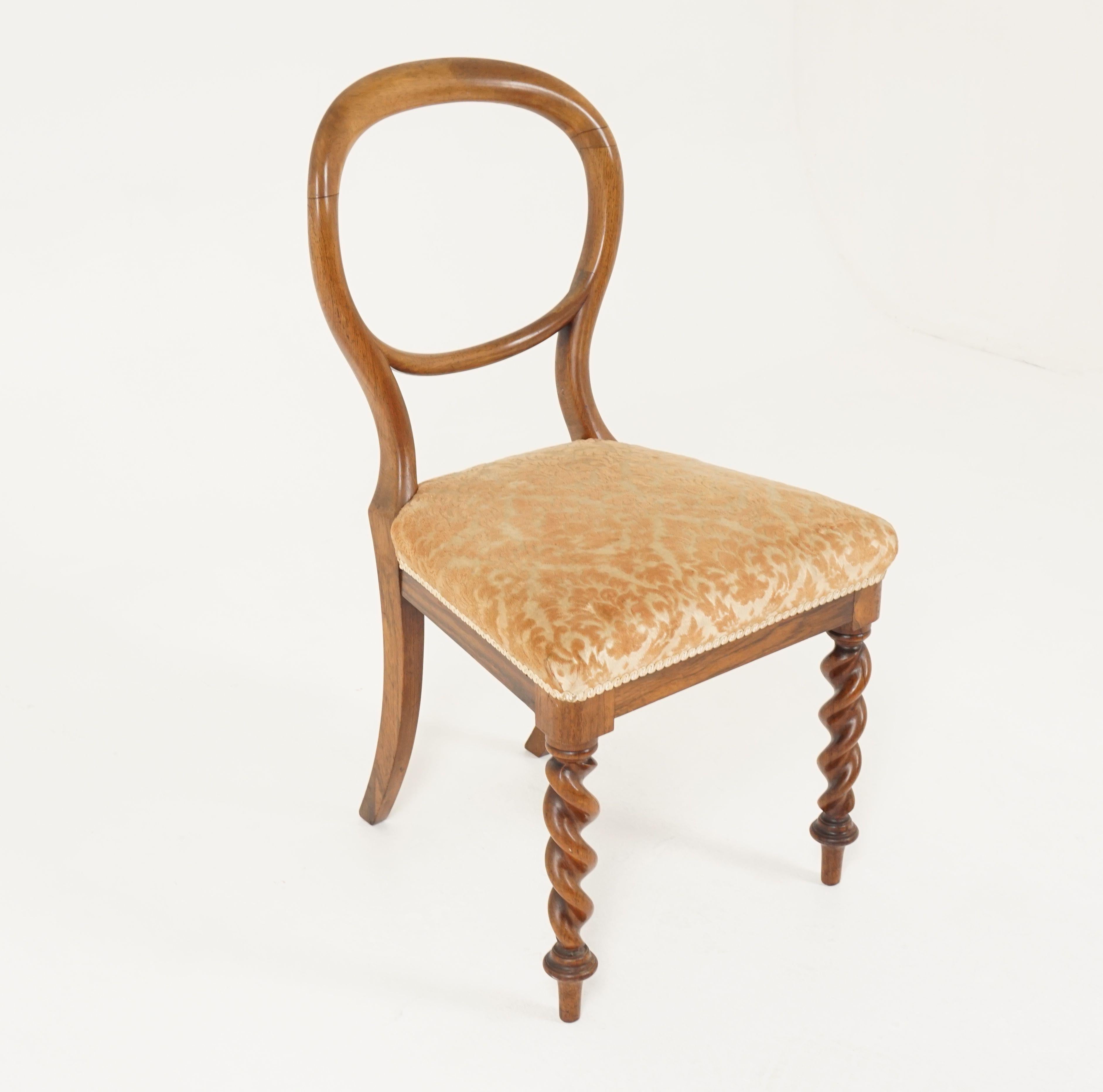 Scottish Antique Victorian Balloon Back Chair, Upholstered Chair, Scotland 1880, B2396