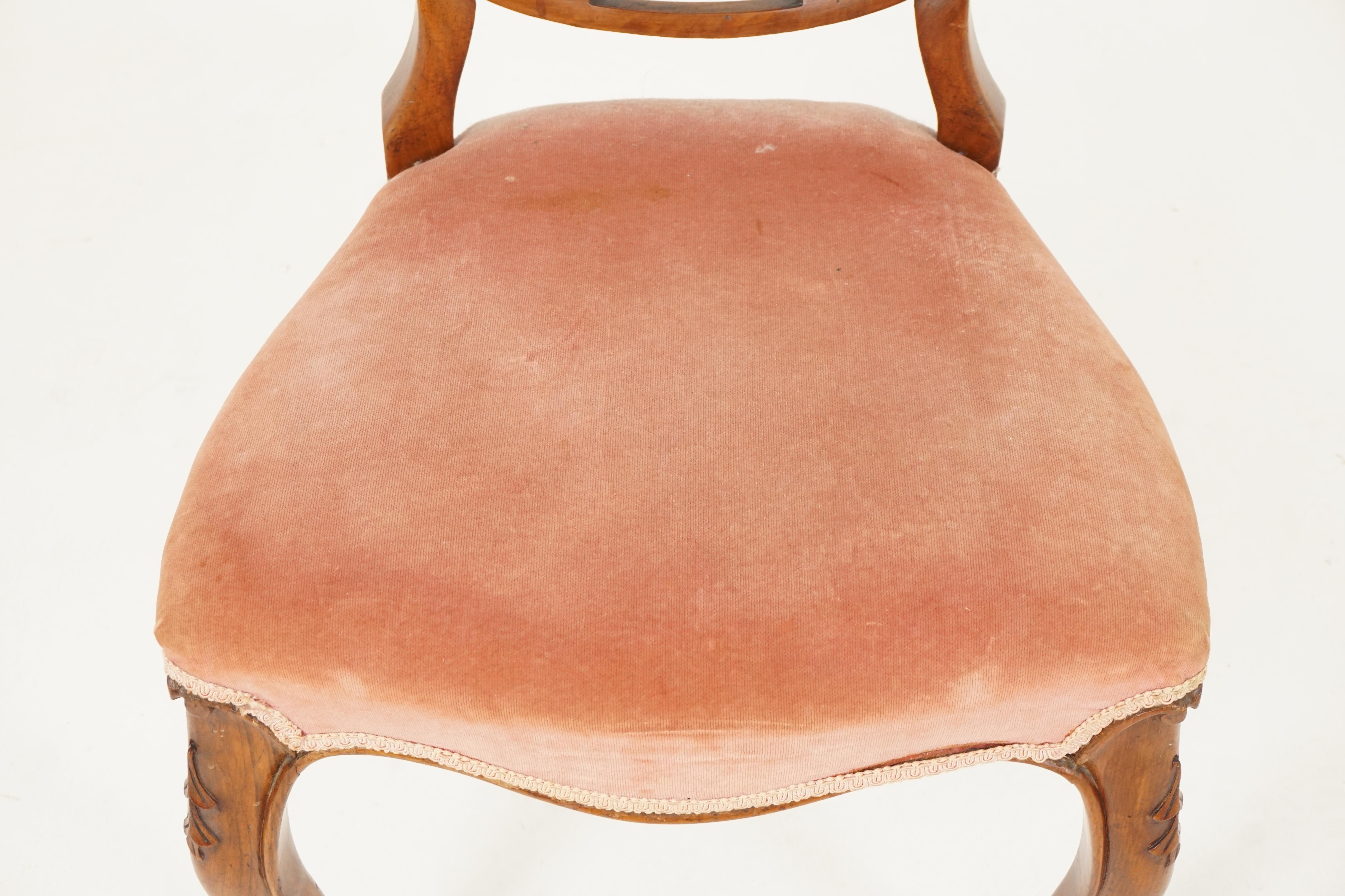 Fait main Chaises victoriennes anciennes à dossier en forme de ballon, bois de rose, lot de 2, Écosse 1870, B2482