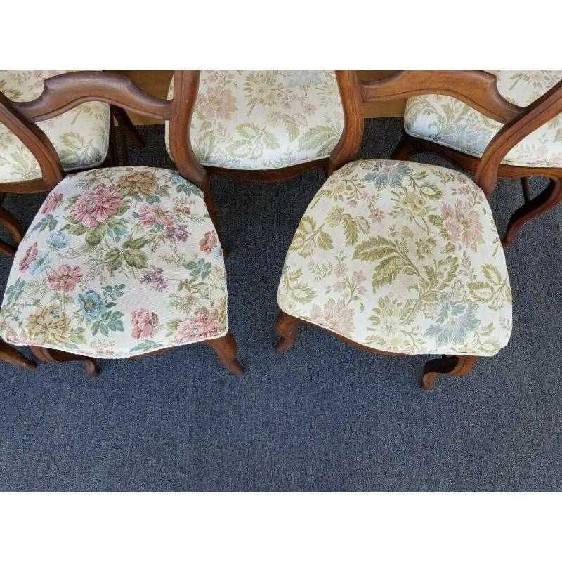 Antique Victorian Balloon Back Chairs, Set of 7 In Good Condition For Sale In Lake Worth, FL