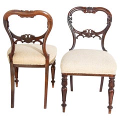 Antique Victorian Balloon Back Dining Chairs Set of 4, Mahogany, 1850