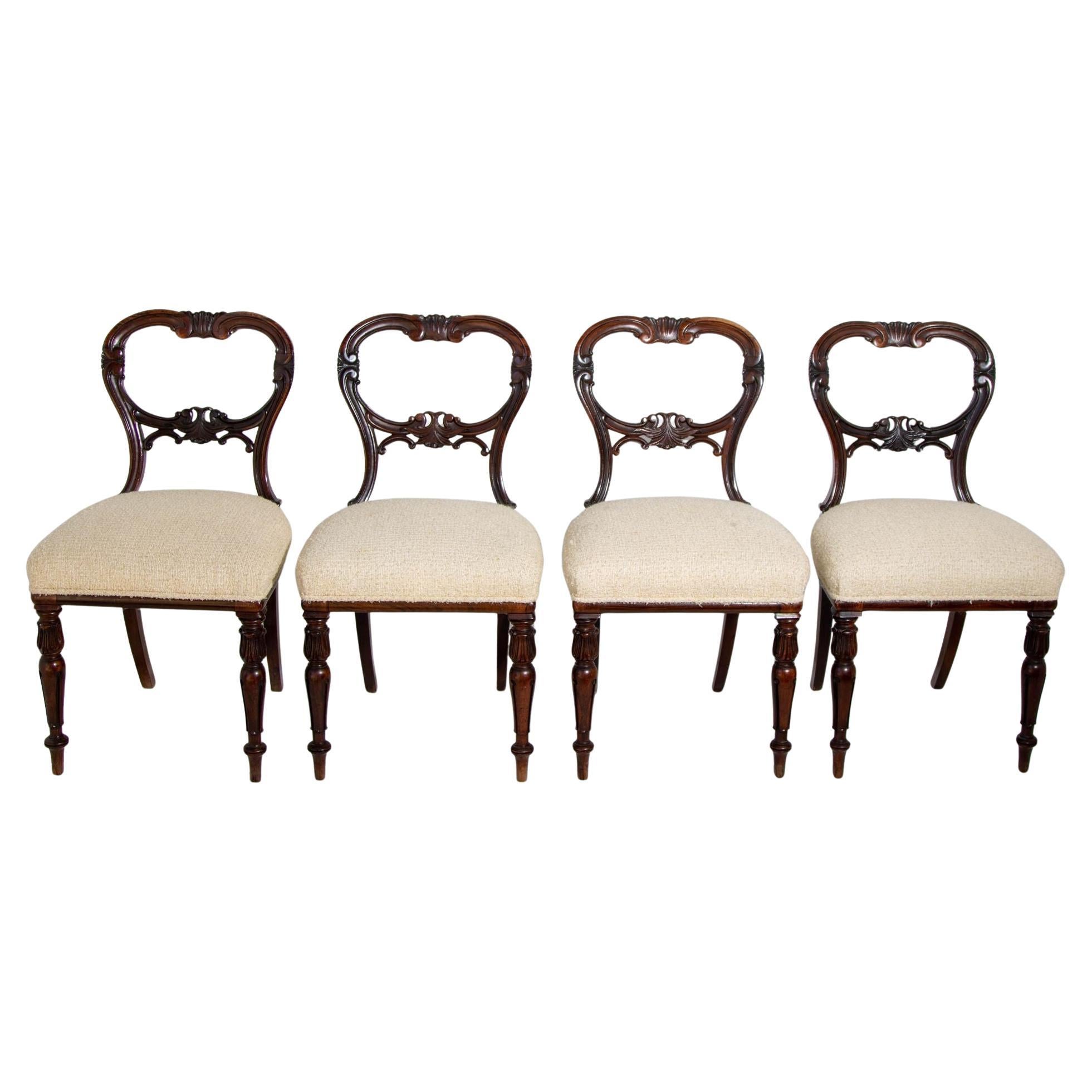 Antique Victorian Balloon Back Dining Chairs Set of 4