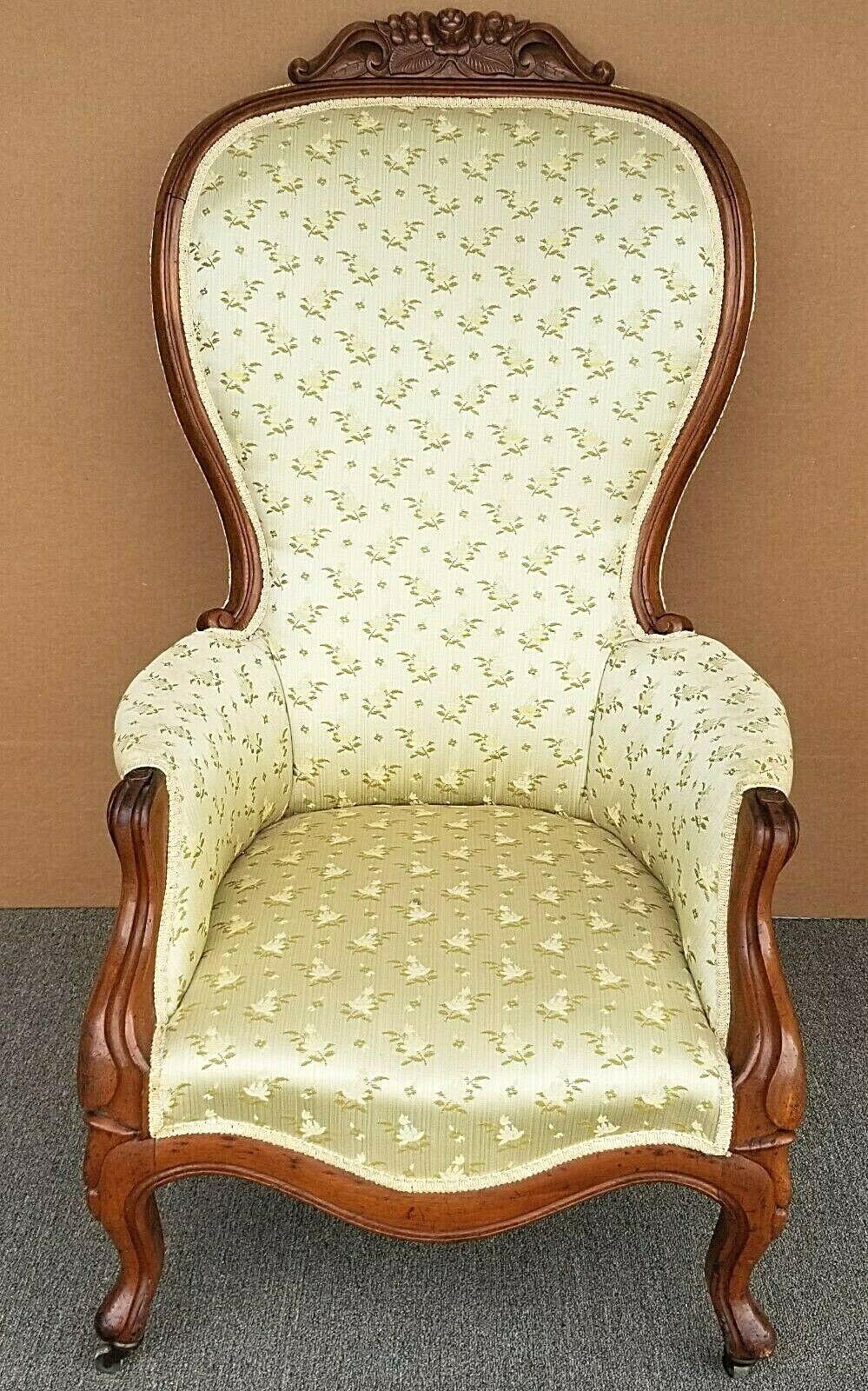 For FULL item description be sure to click on CONTINUE READING at the bottom of this listing.

Antique 1800's Victorian Balloon Back Parlor Carved Walnut Armchair

Approximate Measurements in Inches
47