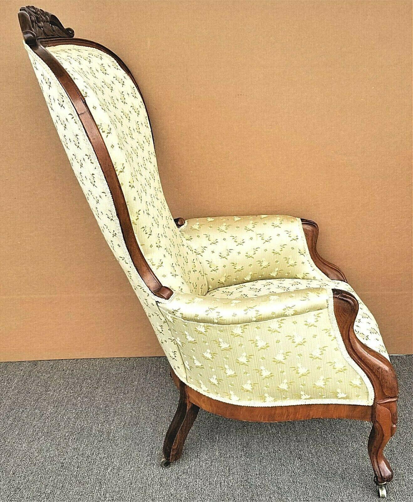 American Antique Victorian Balloon Back Parlor Armchair For Sale