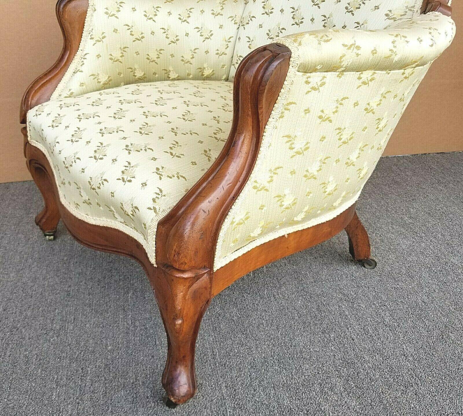 19th Century Antique Victorian Balloon Back Parlor Armchair For Sale