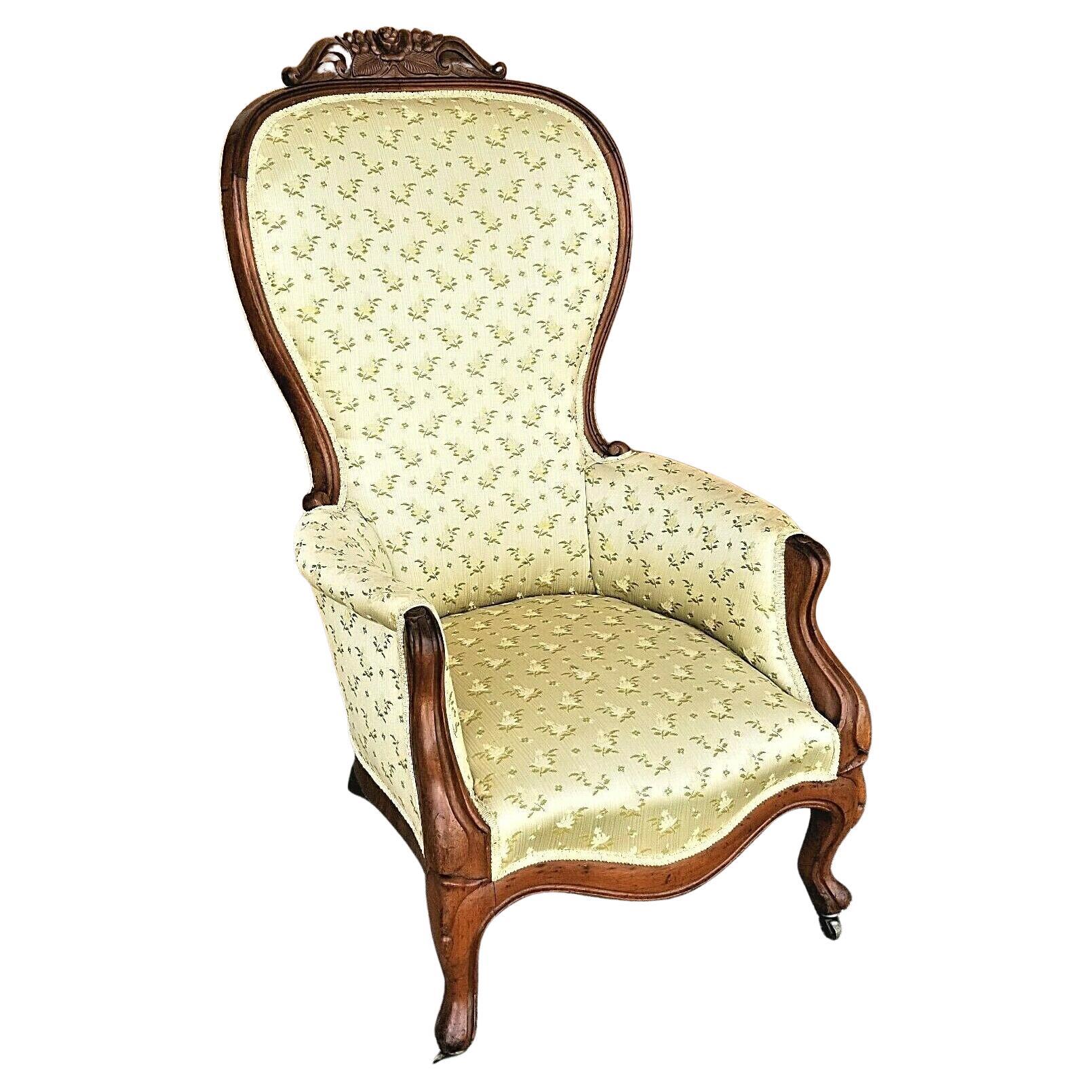 Antique Victorian Balloon Back Parlor Armchair For Sale
