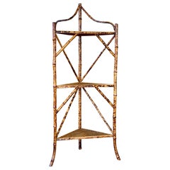 Antique Victorian Bamboo Corner Étagère, English Style, 19th Century