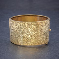 Antique Victorian Bangle 18 Carat Gold on Silver, circa 1880