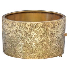 Antique Victorian Bangle 18 Carat Gold on Silver, circa 1880