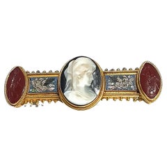 Antique Victorian Cameo Micro-Mosaic BroochPin