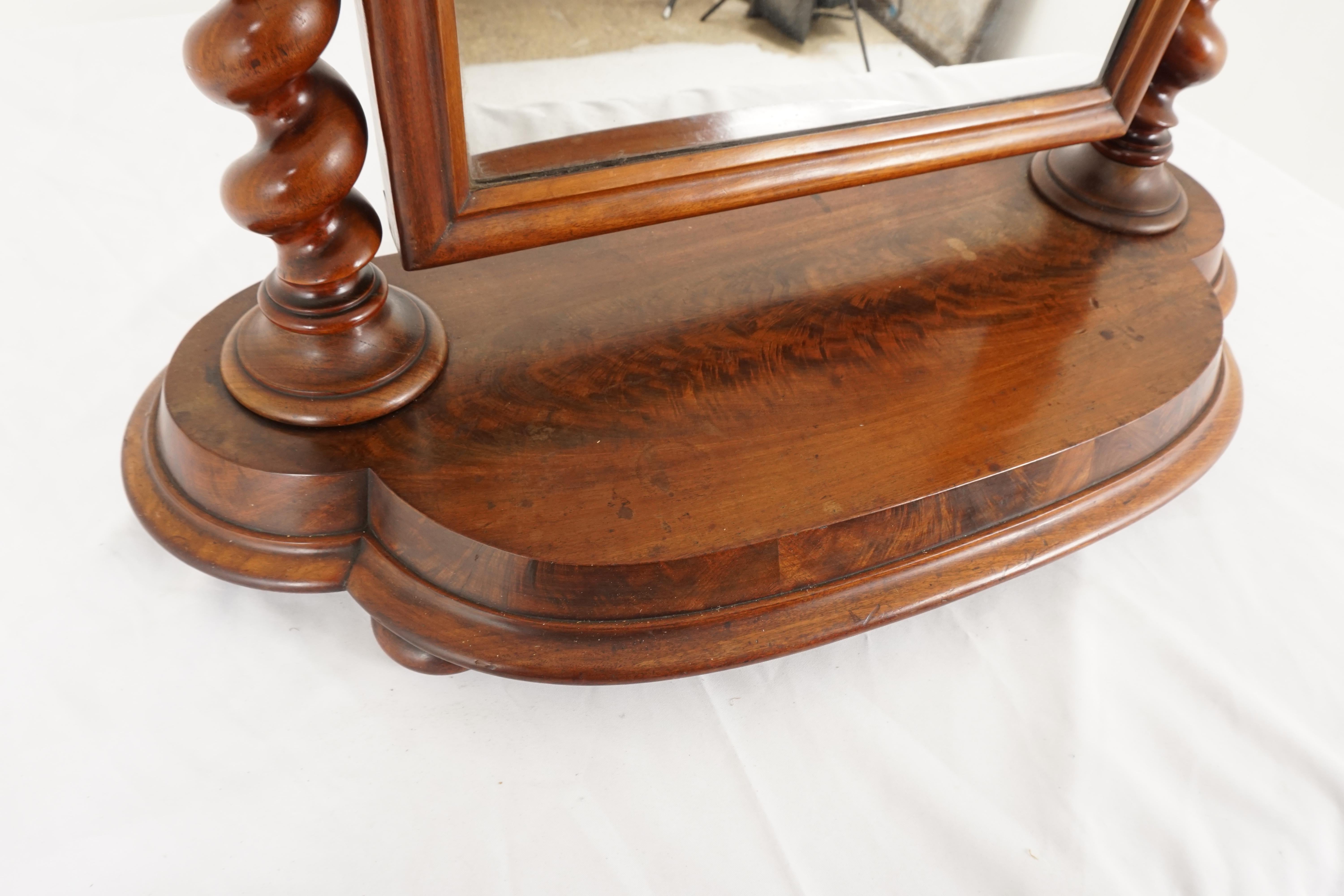 Antique Victorian barley twist Walnut dressing table or vanity mirror Scotland 1880, H144

Scotland 1880
Solid Walnut 
Original Finish
Large framed original mirror with light foxing
Supported by large barley twist risers with turned finials to the