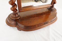 Antique Victorian Barley Twist Walnut Vanity Table Mirror, Scotland, 1880