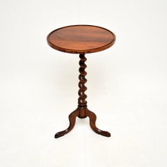 Table d'appoint victorienne ancienne à torsion d'orge