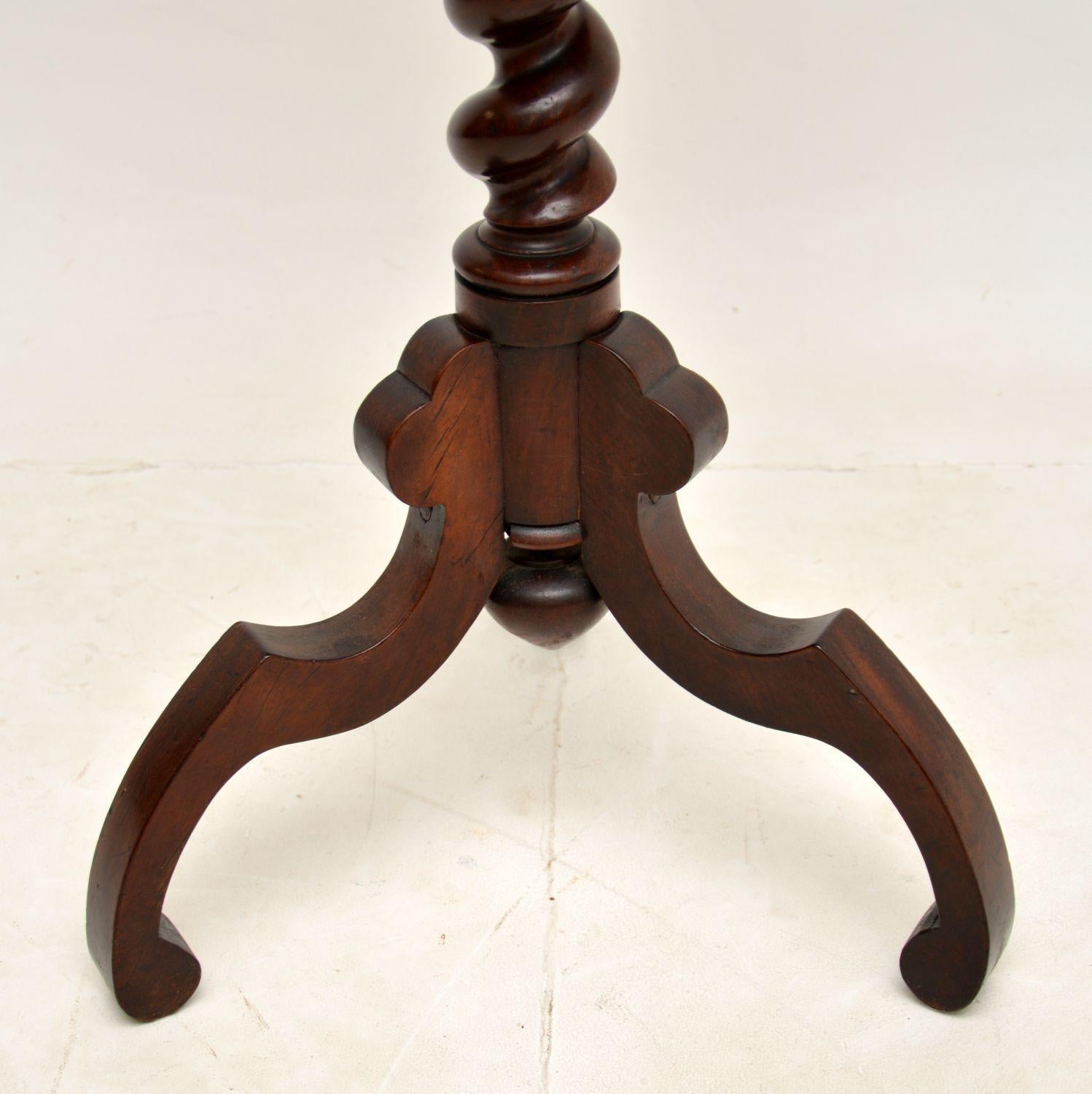 Wood Antique Victorian Barley Twist Side Table For Sale