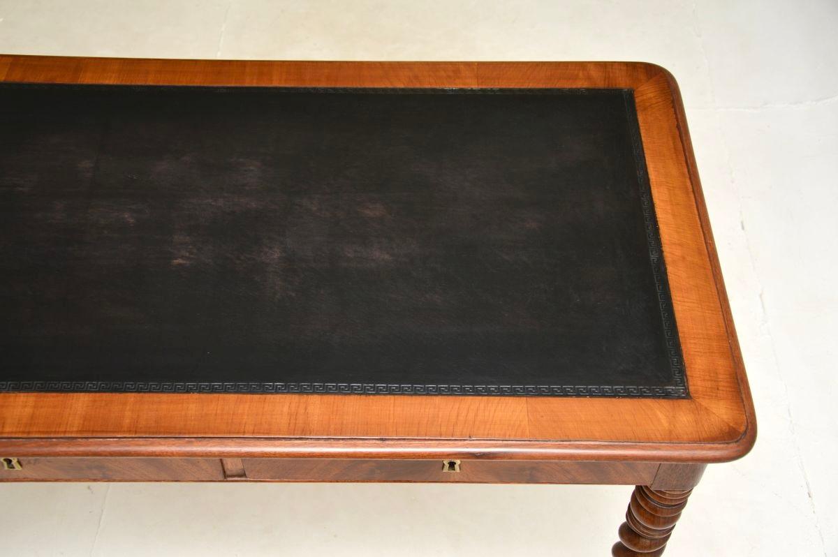 Leather Antique Victorian Barley Twist Writing Table / Desk