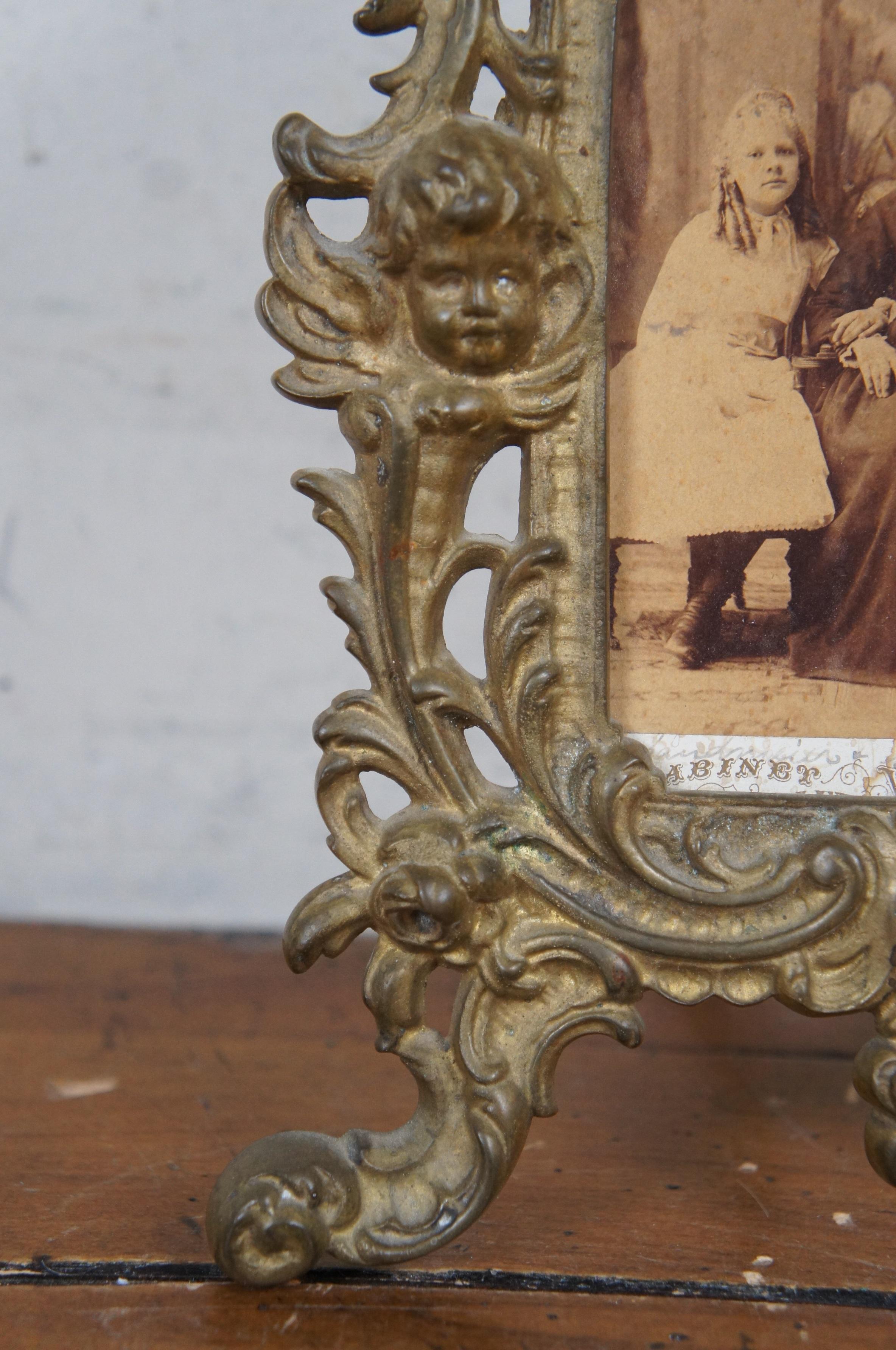 Antiker viktorianischer Barock-Bilderrahmen und Fotografie im Jugendstil aus Messing mit Messing 12