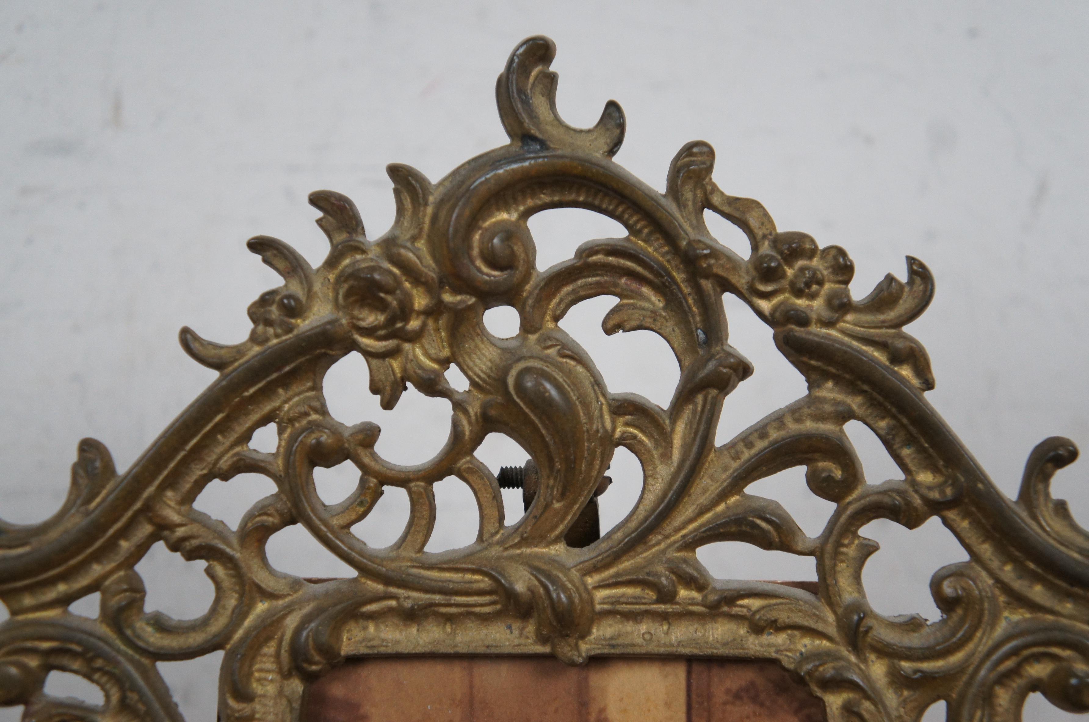 Antiker viktorianischer Barock-Bilderrahmen und Fotografie im Jugendstil aus Messing mit Messing 12