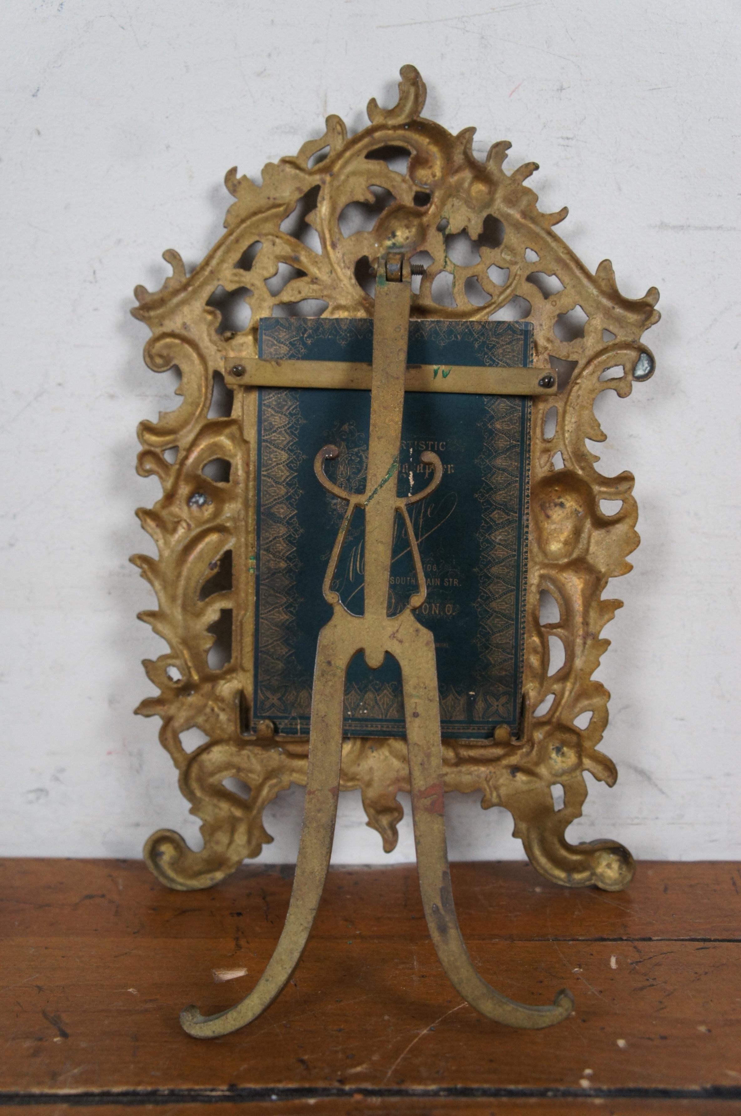 Antiker viktorianischer Barock-Bilderrahmen und Fotografie im Jugendstil aus Messing mit Messing 12