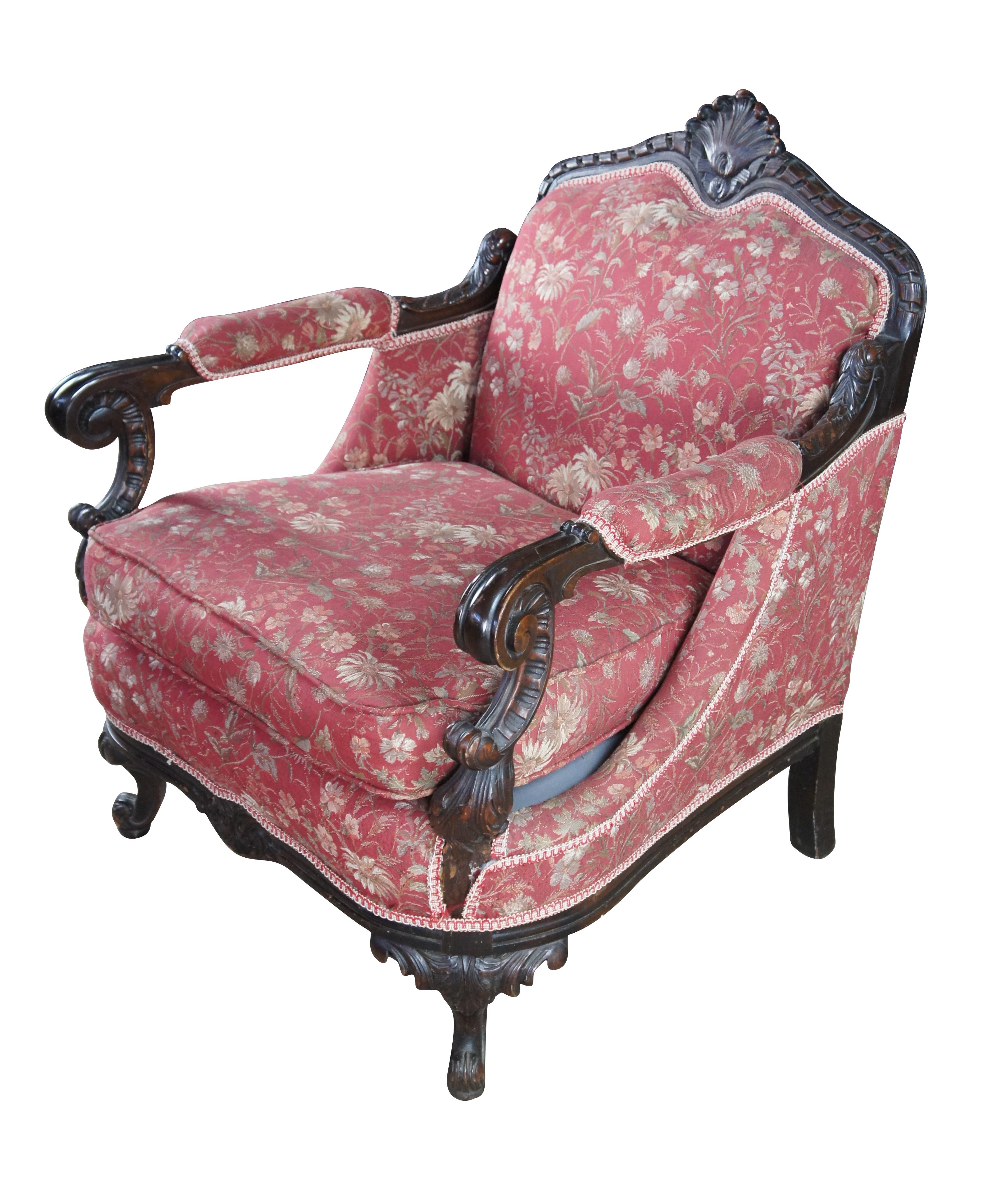 Antique Victorian Baroque Rococo Style Carved Mahogany Fauteuil Parlor ...