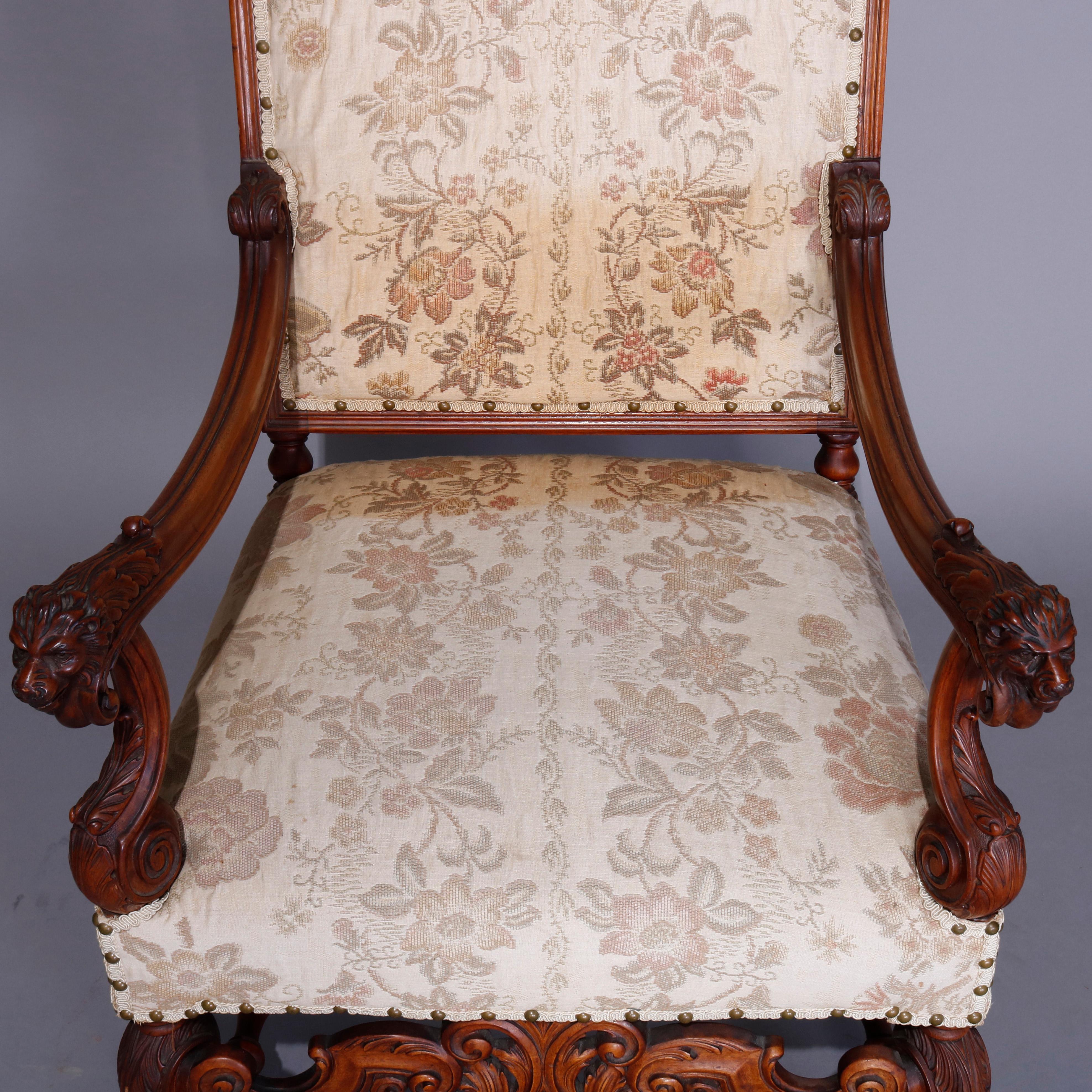 Antique Victorian Baroque Style Figural Throne Armchair, circa 1900 In Good Condition In Big Flats, NY