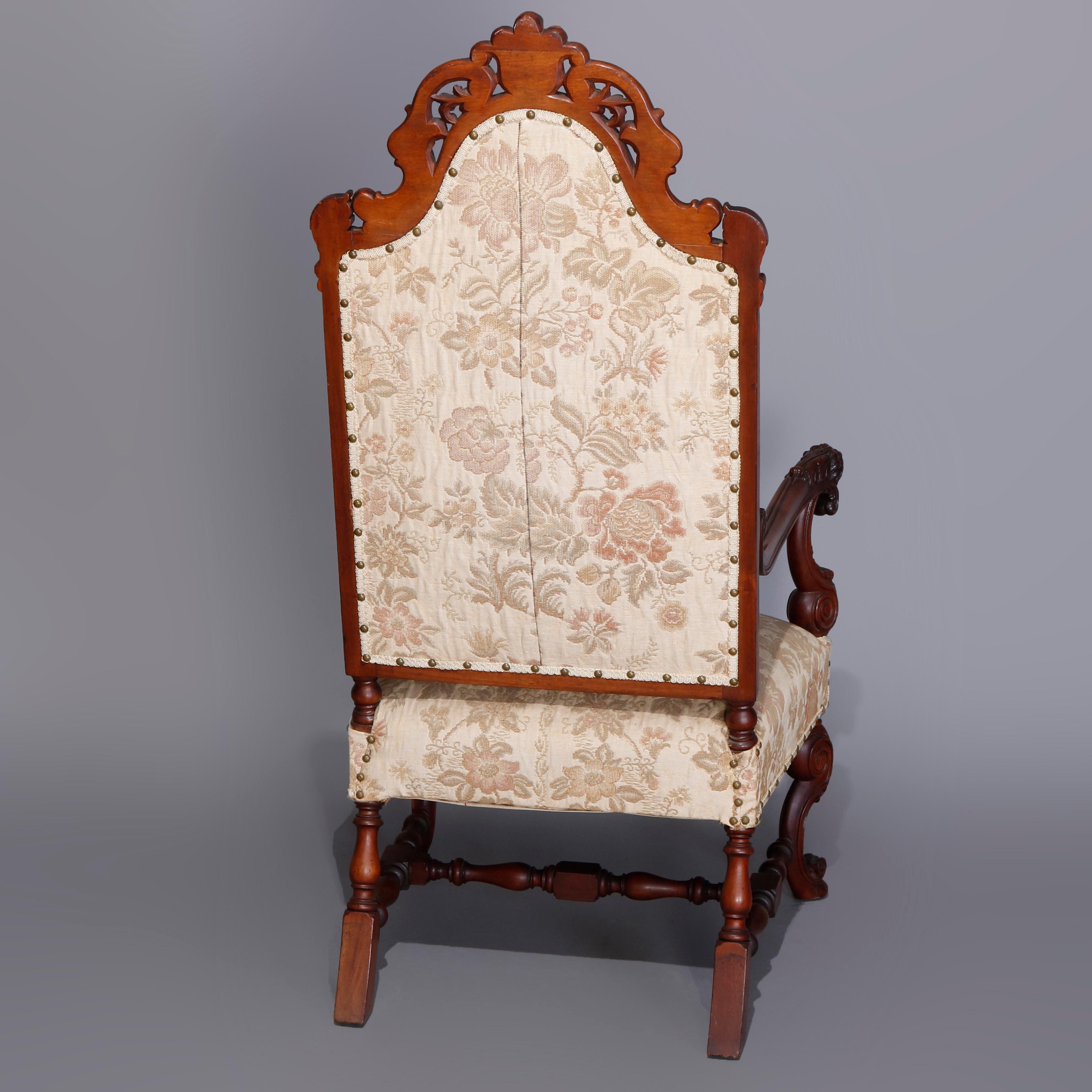 20th Century Antique Victorian Baroque Style Figural Throne Armchair, circa 1900