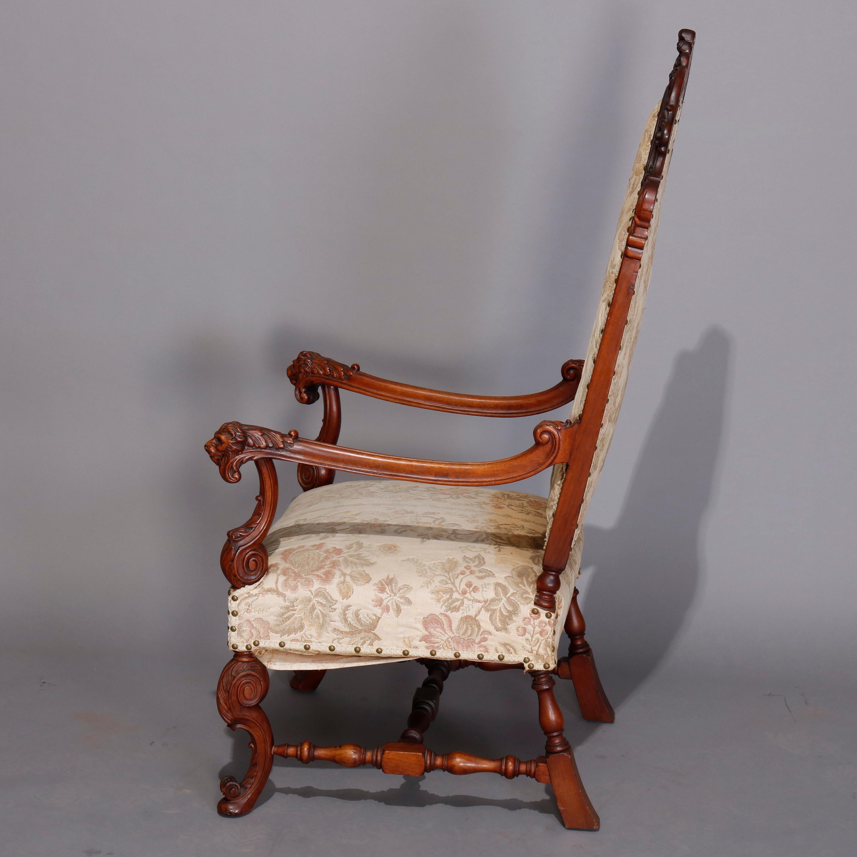 Antique Victorian Baroque Style Figural Throne Armchair, circa 1900 2
