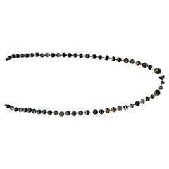 Antique Victorian Bead Necklace Sardonyx Banded Agate Silver Brass Ornaments