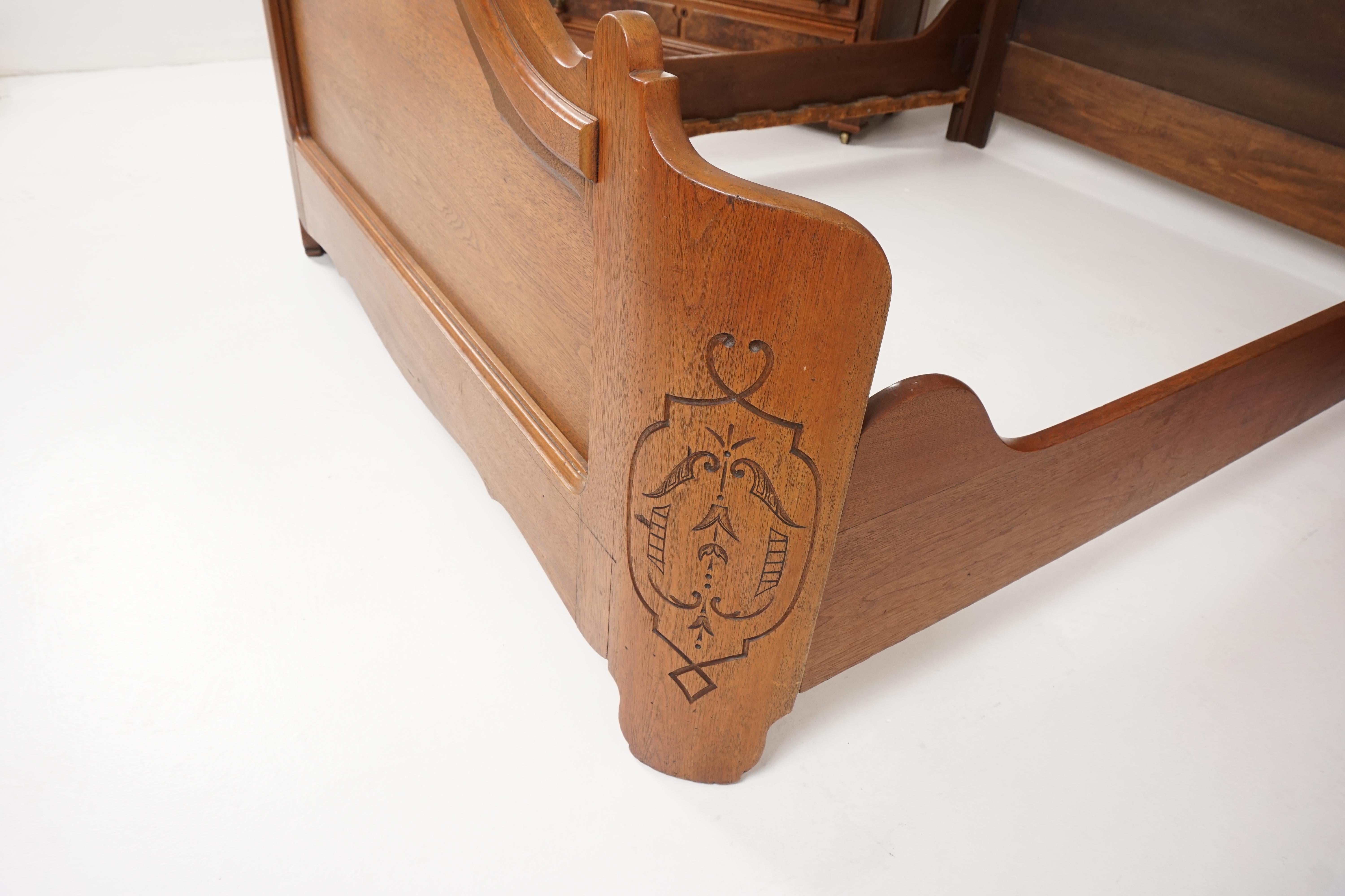 Antique Victorian Bed, Walnut Double Bed and Rails, East Lake, American 1880 at 1stDibs