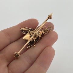 Antique Victorian Bee Brooch 14K Gold & Silver Diamond Emerald Cats Eye Quartz
