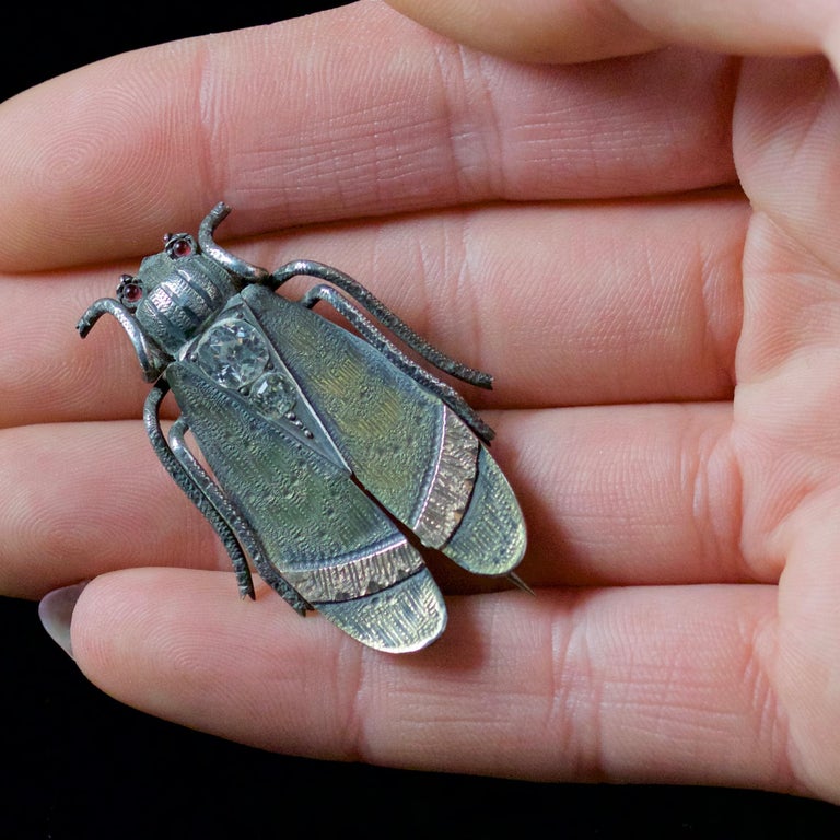 Antique Victorian Beetle Paste Brooch Silver, circa 1880 at 1stDibs