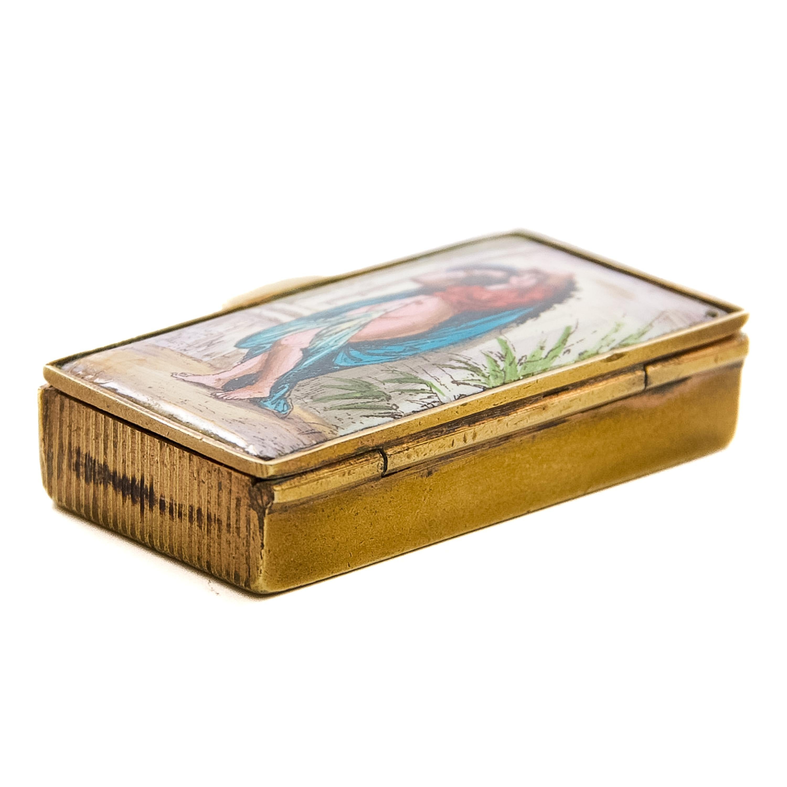 Ancienne boîte à vesta victorienne en émail avec scène érotique de danse du ventre, CIRCA 1880 en vente 6