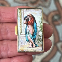 Antique Victorian Belly Dance Erotic Scene Enamel Vesta Case, Circa 1880