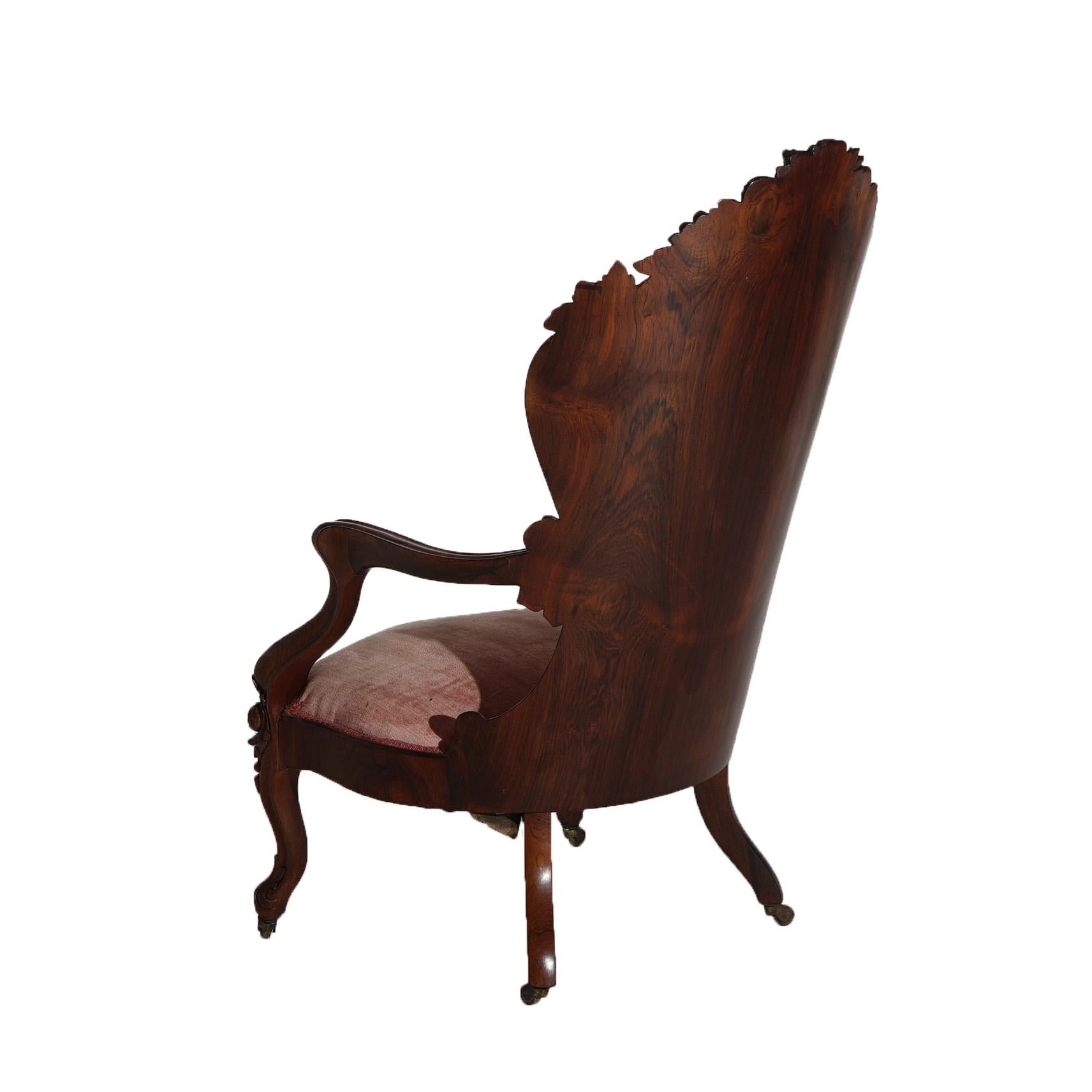 Antique Victorian Belter Rococo Rosella Carved Rosewood Armchair with Grapes  5