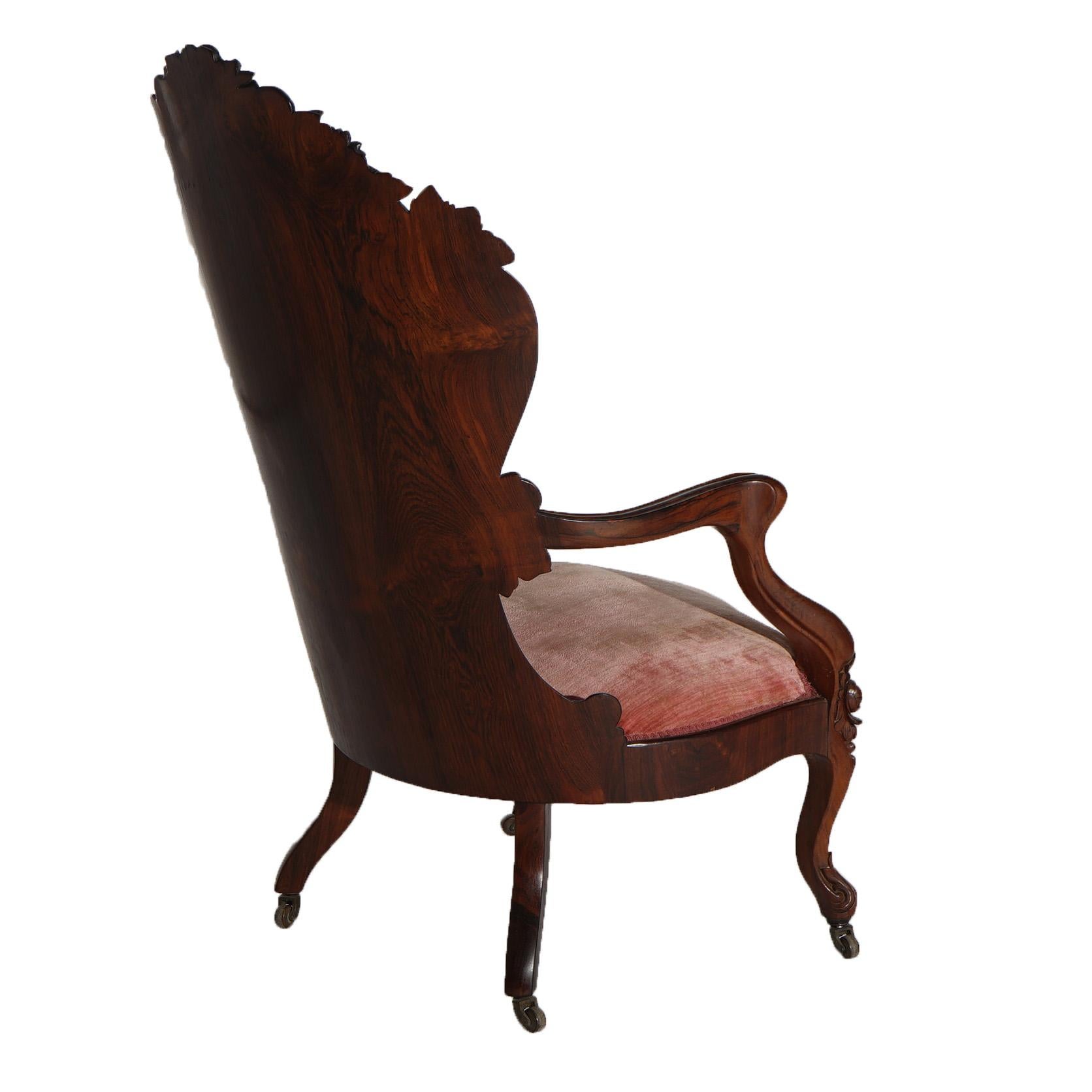 Antique Victorian Belter Rococo Rosella Carved Rosewood Armchair with Grapes  6