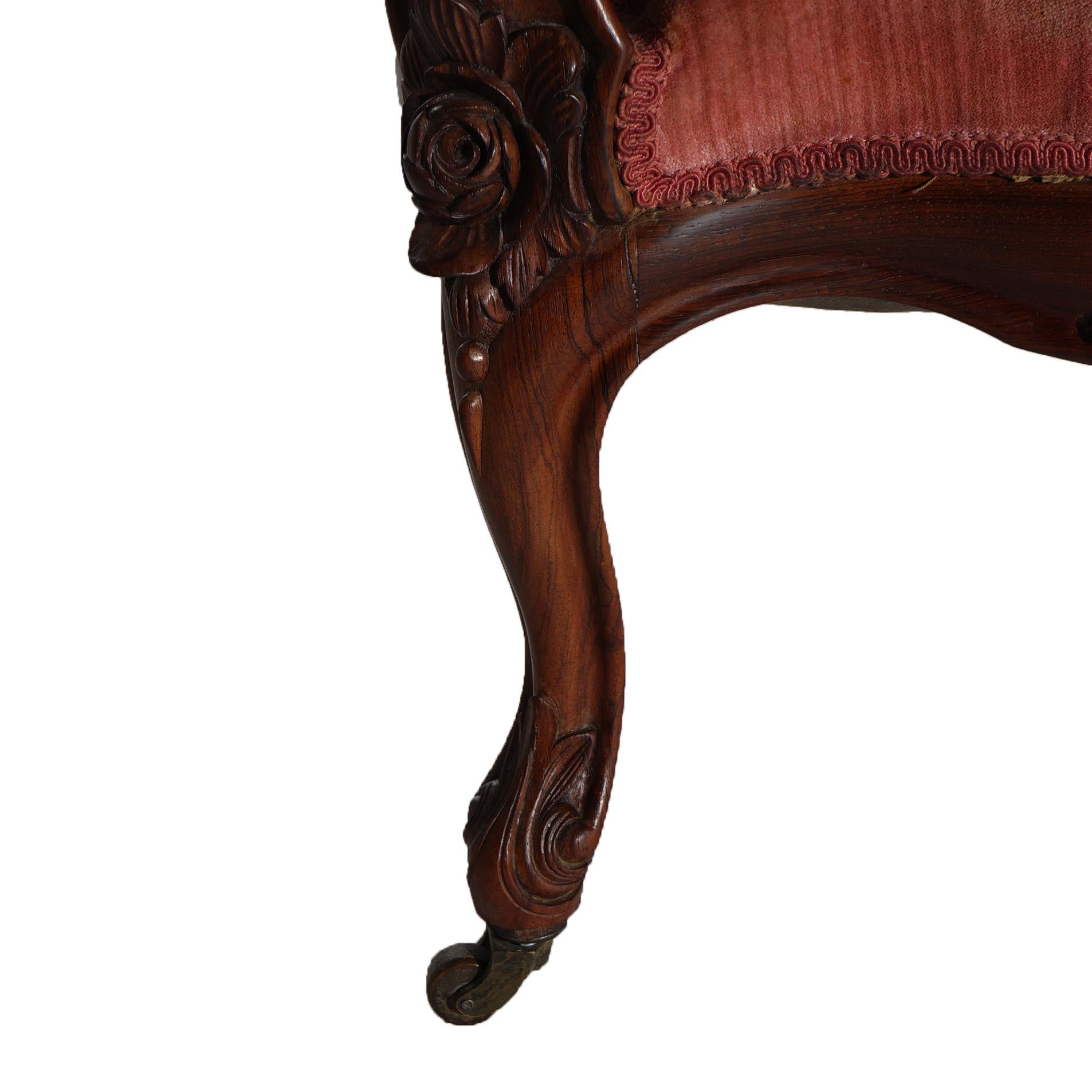 Antique Victorian Belter Rococo Rosella Carved Rosewood Armchair with Grapes  In Good Condition In Big Flats, NY