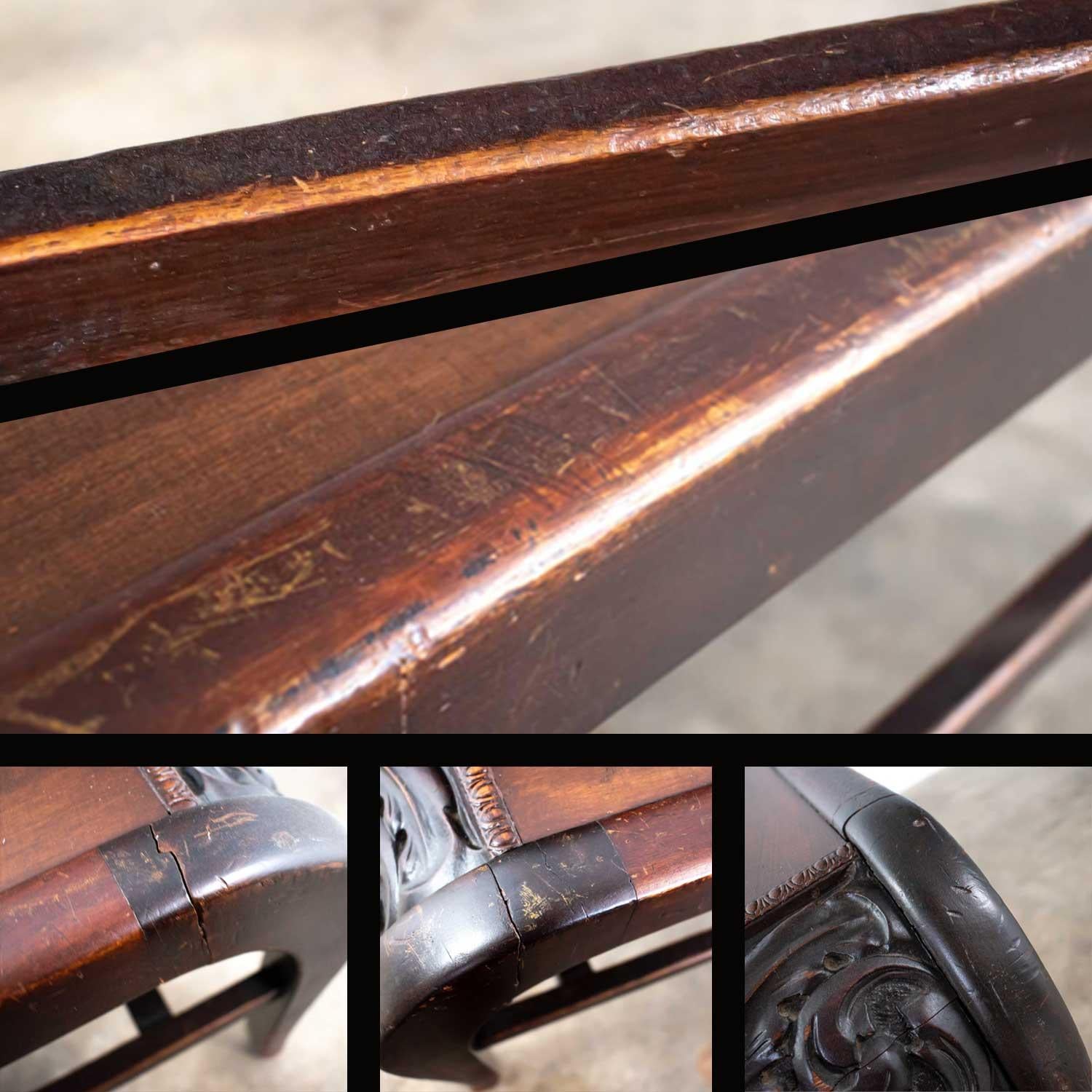 Antique Victorian Bench or Table North Wind Style Hand Carved Mythical Face 3