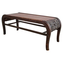 Banc ou table victorien ancien de style North Wind avec visage mythique sculpté à la main