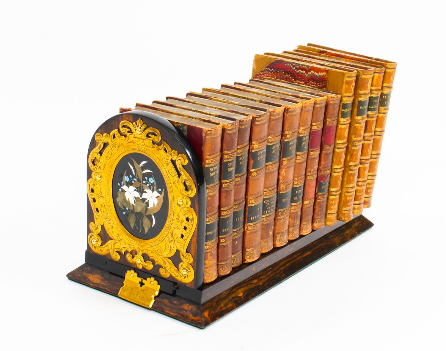 Antique Victorian Betjemann's Pietra Dura Coromandel Book Slide 19th C In Good Condition In London, GB